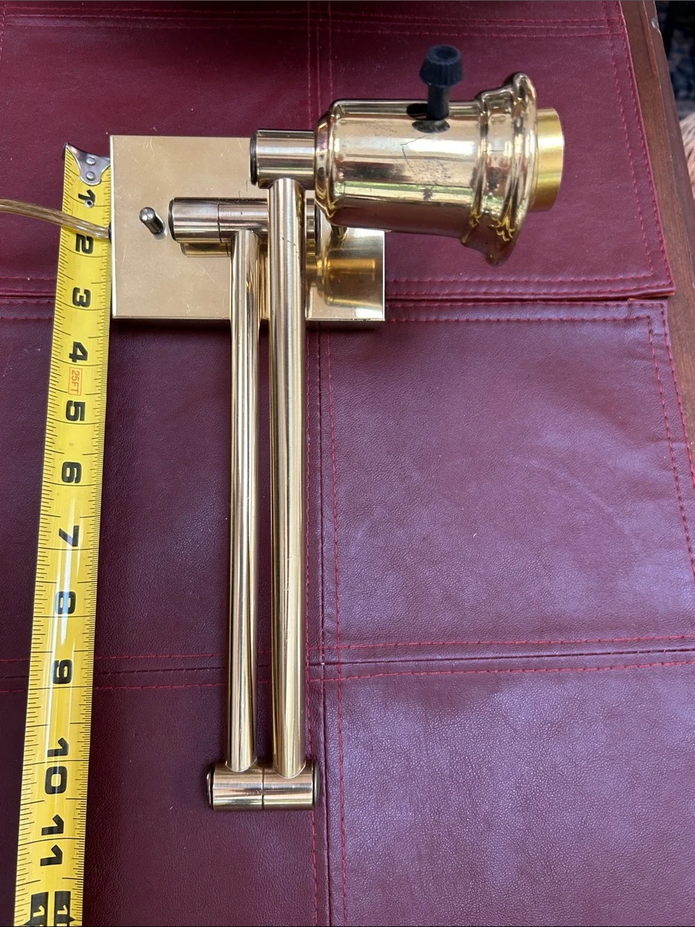 Brass Finish WALL Lamp - swivels out to 19”/folds halfway to 10”/ and then flat.